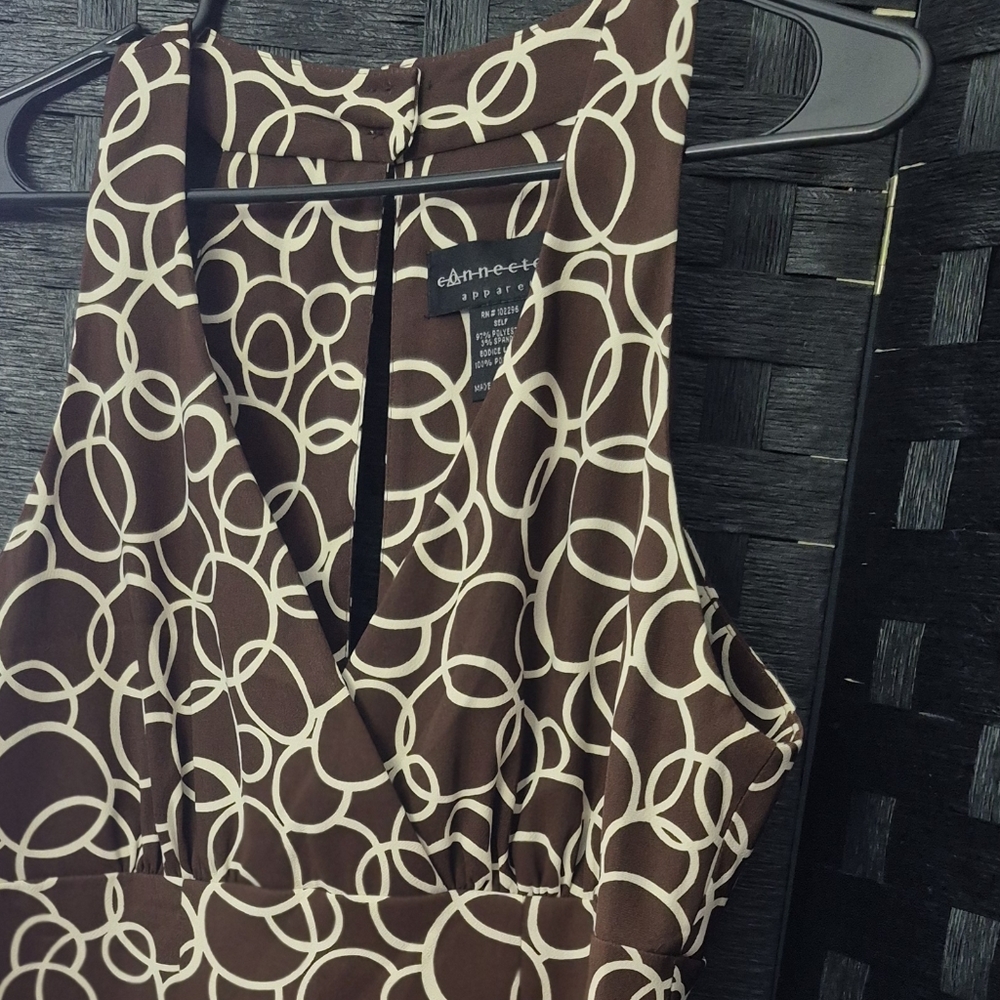 Brown and White Patterned Dress